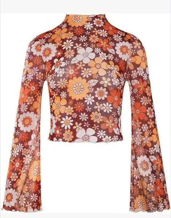 Mesh Cropped Printed Top for Women | Bellem Trading - Bellem Trading