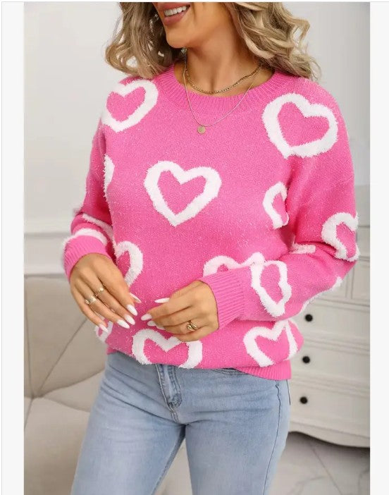 All Over Heart Knit Sweater | Bellem Trading - Bellem Trading