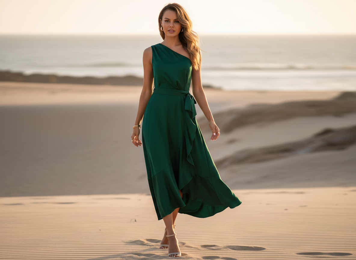 The Emerald Asymmetric | Architectural Ruffle Finale