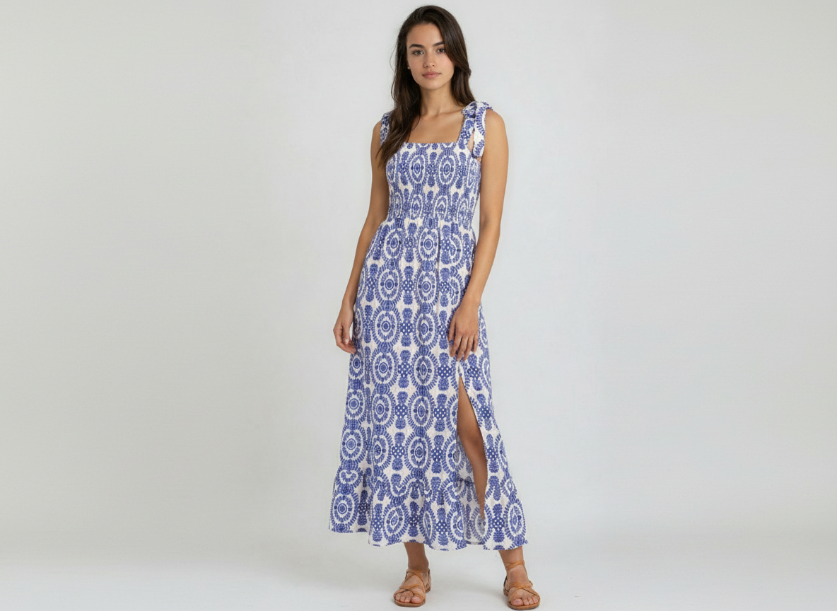 The Santorini Maxi | Mediterranean Print Statement Dress