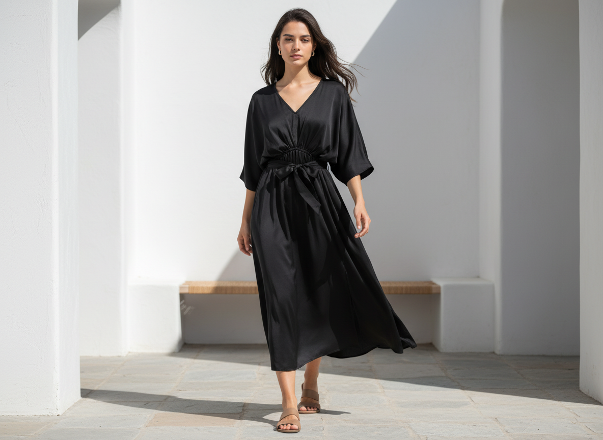 The Zenith Satin Kimono | Liquid Satin Statement Dress