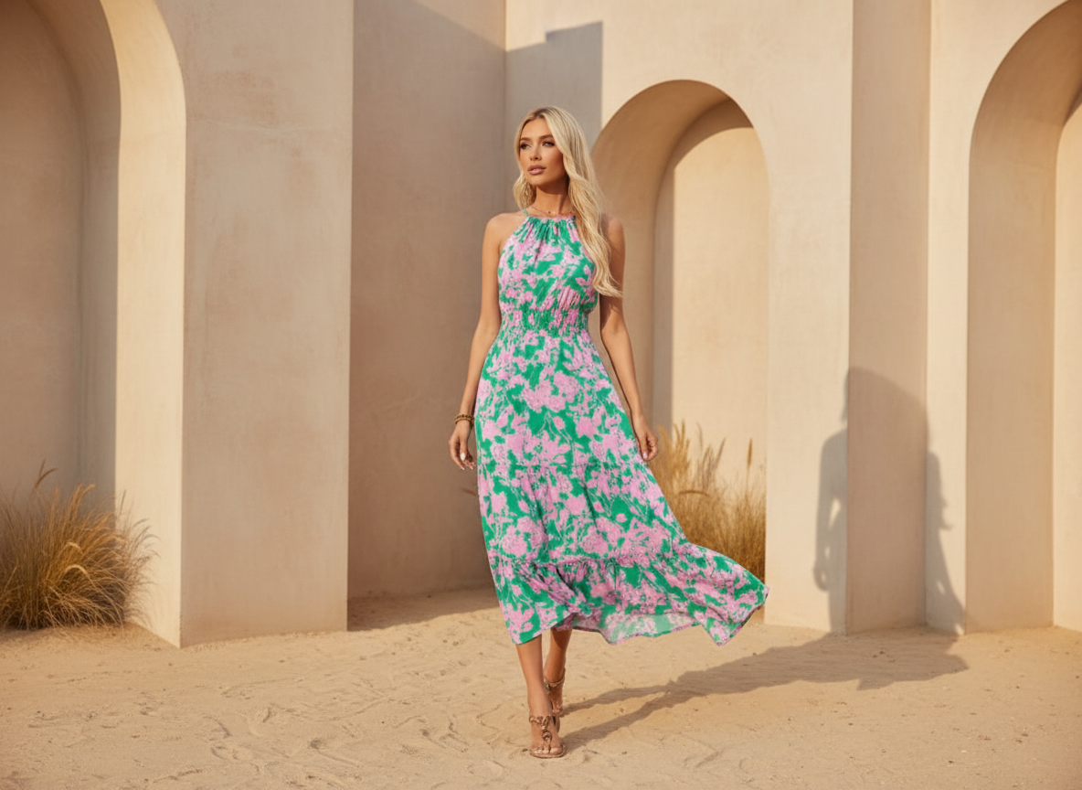 The Tropical High-Low | Architectural Petal Maxi
