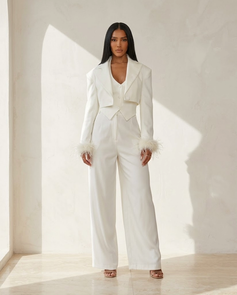 The Atelier Feather-Trim | High-Octane Luxury Trouser