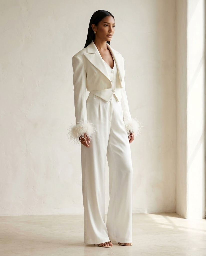 The Atelier Feather-Trim | High-Octane Luxury Trouser