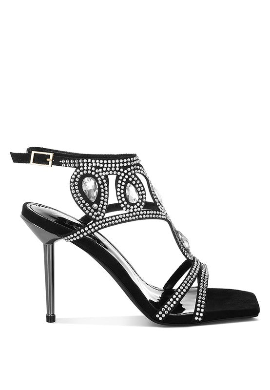Fialka Diamante & Rhinestones Stiletto Sandals for Women - Bellem Trading