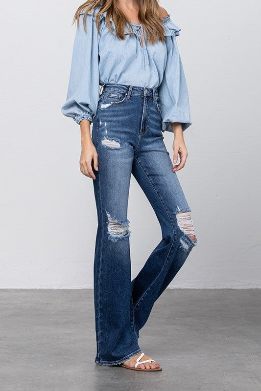High Waist Ripped Flare Jeans for Women | Bellem Trading - Bellem Trading