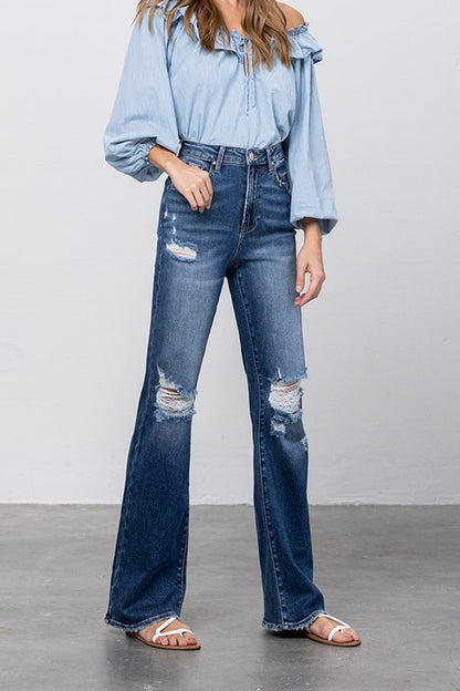 High Waist Ripped Flare Jeans for Women | Bellem Trading - Bellem Trading