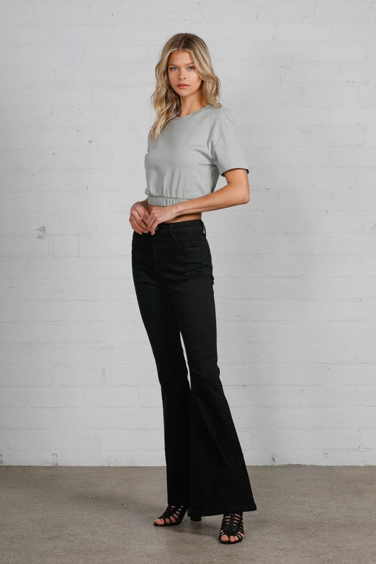 High Rise Wider Flare Jeans in Black | Bellem Trading - Bellem Trading