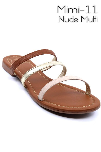 Mimi-11 Strappy Three Strap Slide Sandal for Women | Bellem Trading - Bellem Trading