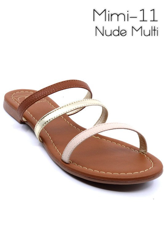Mimi-11 Strappy Three Strap Slide Sandal for Women | Bellem Trading - Bellem Trading