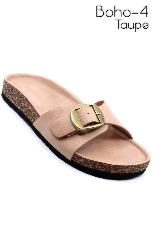 Boho-4 Footbed Slide Sandal with Buckle for Women | Bellem Trading - Bellem Trading