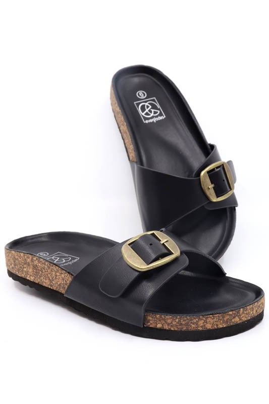 Boho-4 Footbed Slide Sandal with Buckle for Women | Bellem Trading - Bellem Trading