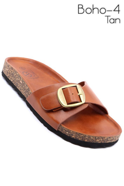 Boho-4 Footbed Slide Sandal with Buckle for Women | Bellem Trading - Bellem Trading