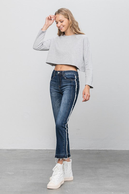 Frayed Hem Cropped Straight Jeans for Women | Bellem Trading - Bellem Trading