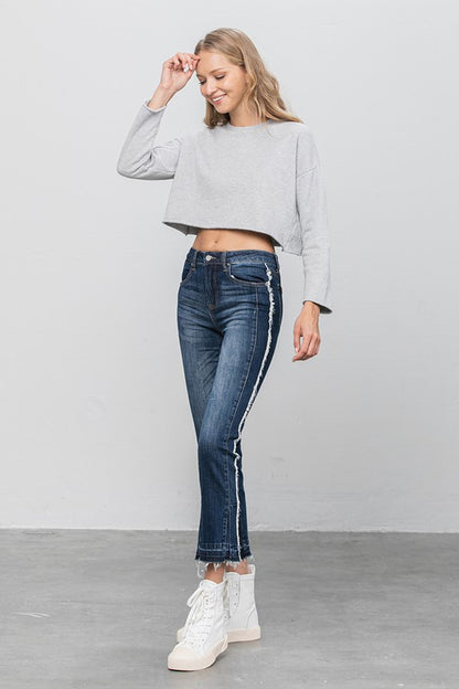 Frayed Hem Cropped Straight Jeans for Women | Bellem Trading - Bellem Trading