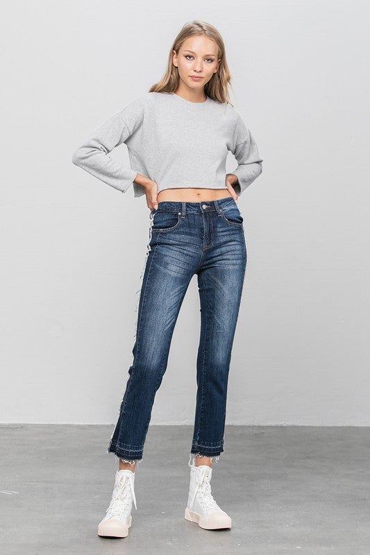 Frayed Hem Cropped Straight Jeans for Women | Bellem Trading - Bellem Trading