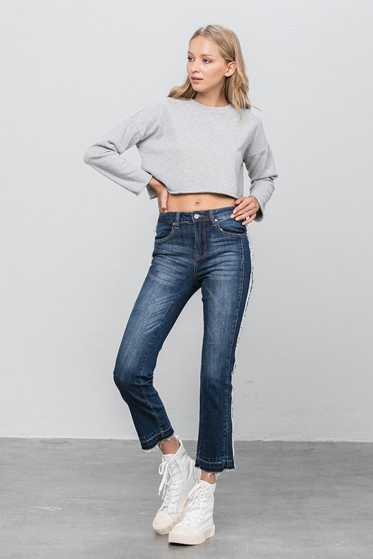 Frayed Hem Cropped Straight Jeans for Women | Bellem Trading - Bellem Trading