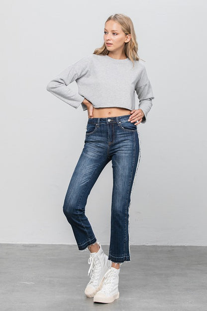 Frayed Hem Cropped Straight Jeans for Women | Bellem Trading - Bellem Trading