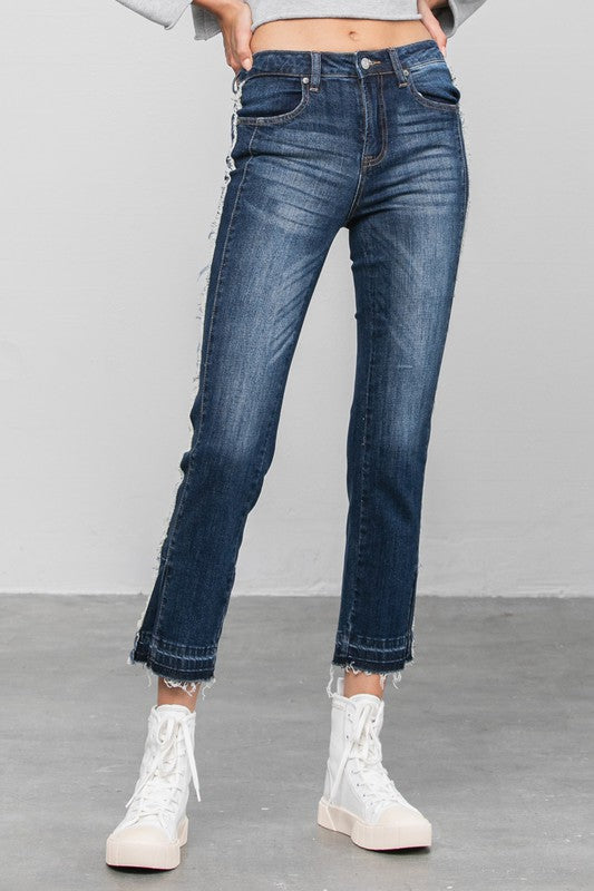 Frayed Hem Cropped Straight Jeans for Women | Bellem Trading - Bellem Trading