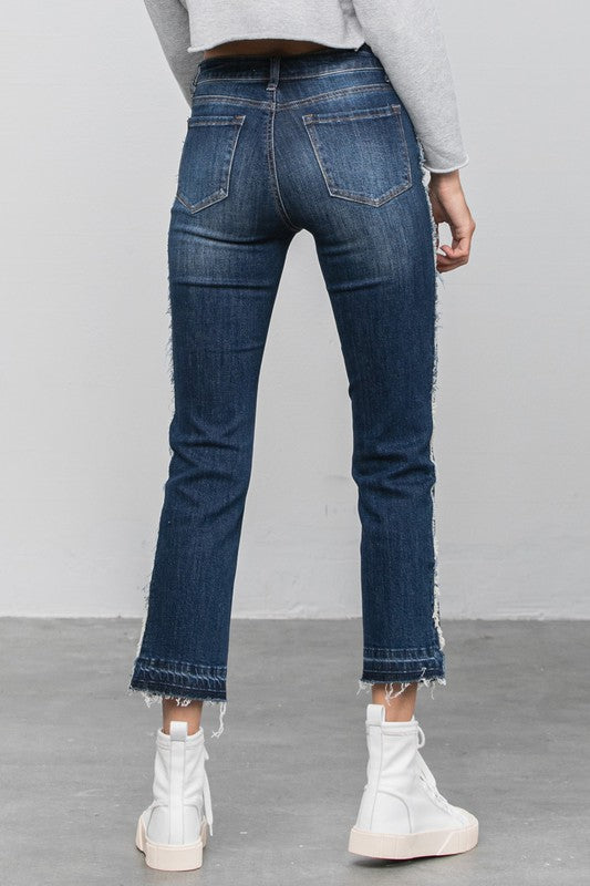 Frayed Hem Cropped Straight Jeans for Women | Bellem Trading - Bellem Trading