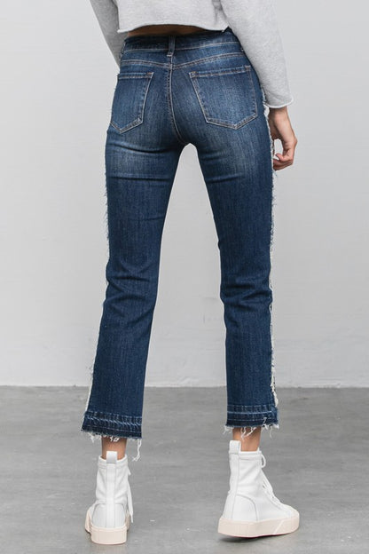 Frayed Hem Cropped Straight Jeans for Women | Bellem Trading - Bellem Trading