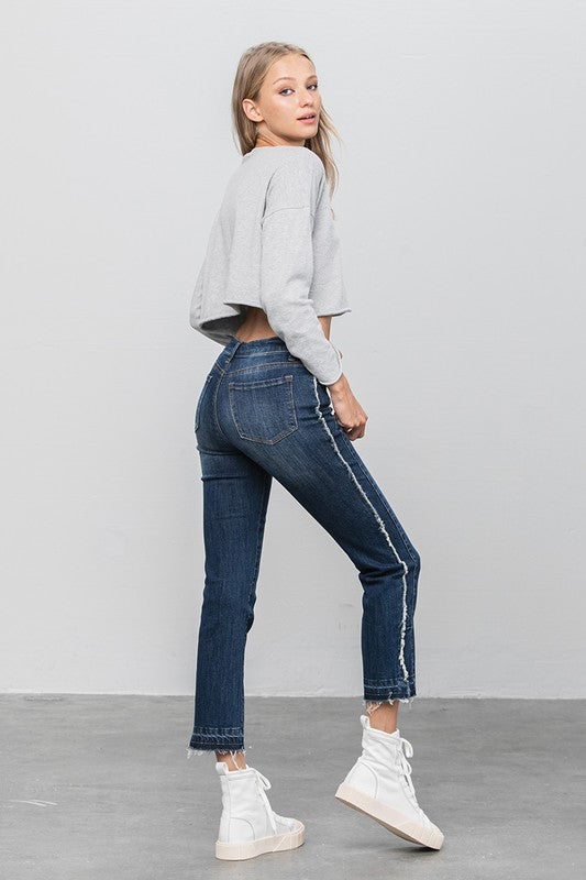 Frayed Hem Cropped Straight Jeans for Women | Bellem Trading - Bellem Trading