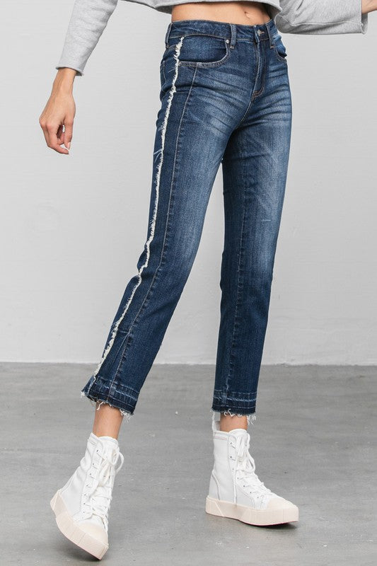 Frayed Hem Cropped Straight Jeans for Women | Bellem Trading - Bellem Trading