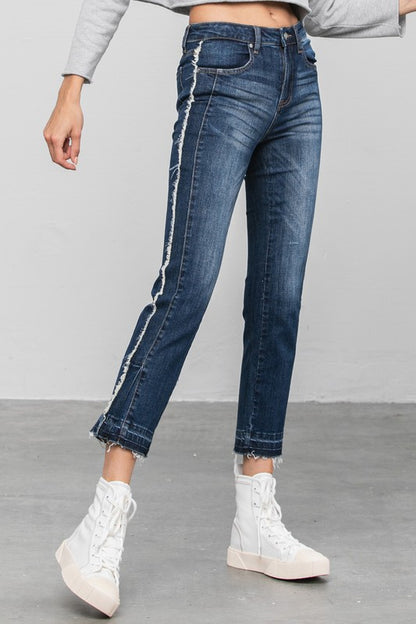 Frayed Hem Cropped Straight Jeans for Women | Bellem Trading - Bellem Trading