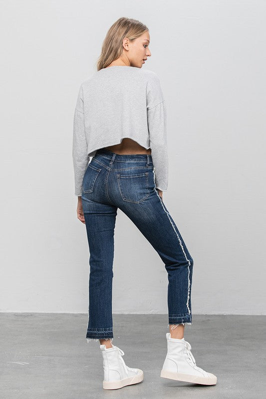 Frayed Hem Cropped Straight Jeans for Women | Bellem Trading - Bellem Trading