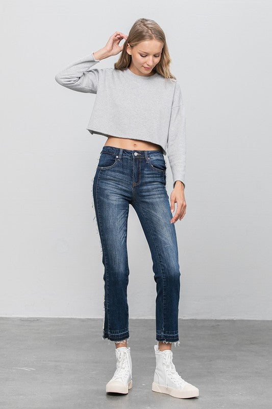 Frayed Hem Cropped Straight Jeans for Women | Bellem Trading - Bellem Trading