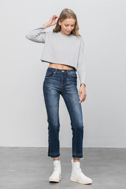 Frayed Hem Cropped Straight Jeans for Women | Bellem Trading - Bellem Trading