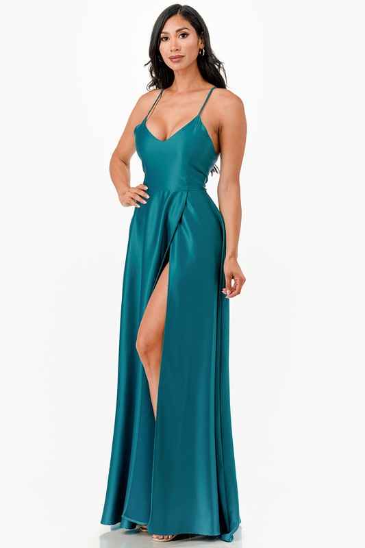 Gown, Satin, Spaghetti Strap, Women's, by nan product image
