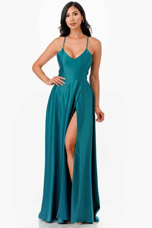 Gown, Satin, Spaghetti Strap, Women's, by nan product image