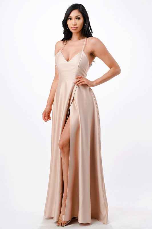Gown, Satin, Spaghetti Strap, Women's, by nan product image