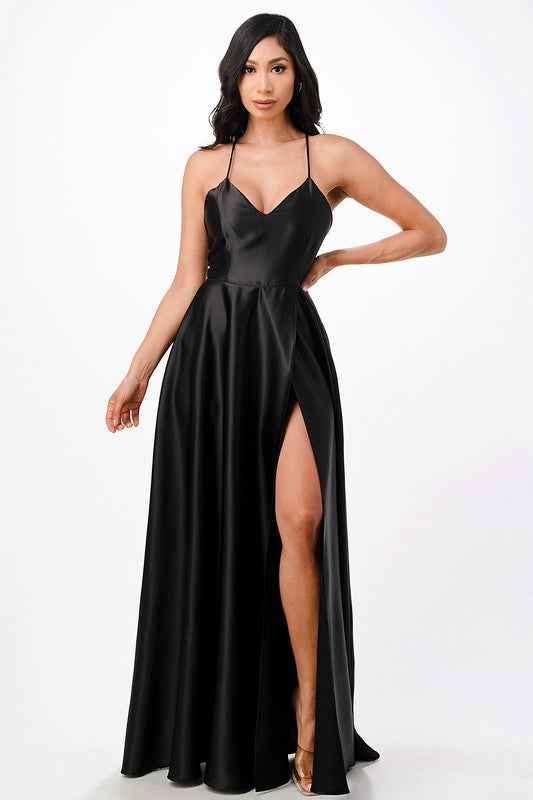 Gown, Satin, Spaghetti Strap, Women's, by nan product image