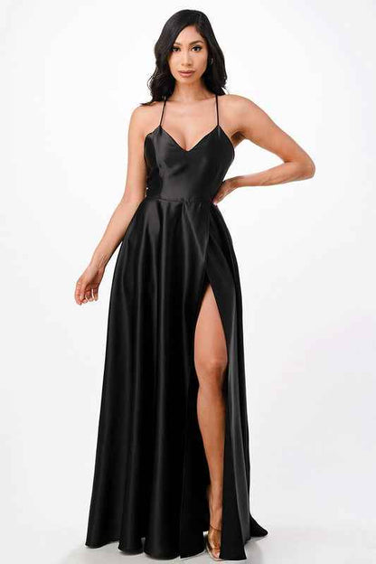 Gown, Satin, Spaghetti Strap, Women's, by nan product image