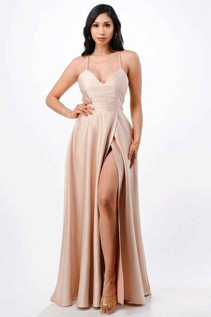 Gown, Satin, Spaghetti Strap, Women's, by nan product image