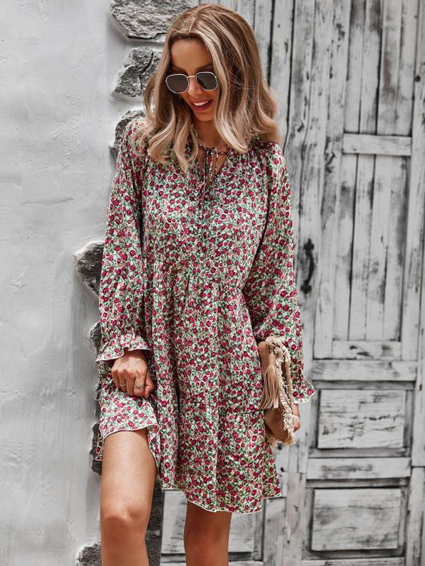 Long Sleeve Floral Printed Midi Dress for Women | Bellem Trading - Bellem Trading