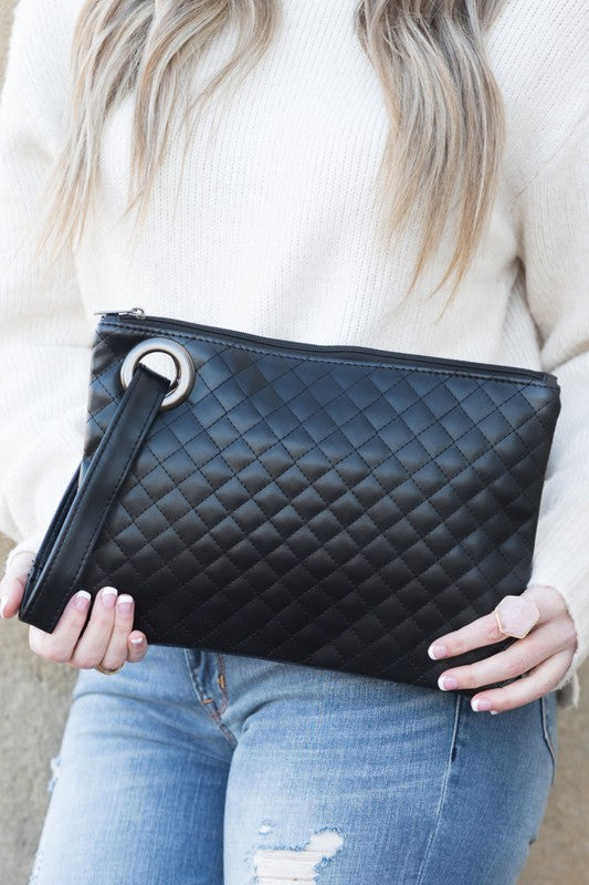 Quilted Wristlet Clutch - Elegant Women's Clutch by Bellem Trading