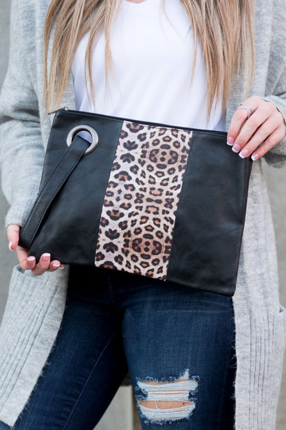 Leopard Dual Tone Clutch - Elegant Women's Clutch by Bellem Trading
