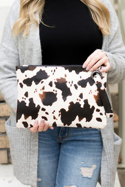 Cow Print Oversized Everyday Clutch - Elegant Women's Clutch by Bellem Trading