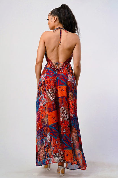Bohemian Print Sequin Lace Trim Maxi Sequin Dress for Women | Bellem Trading - Bellem Trading