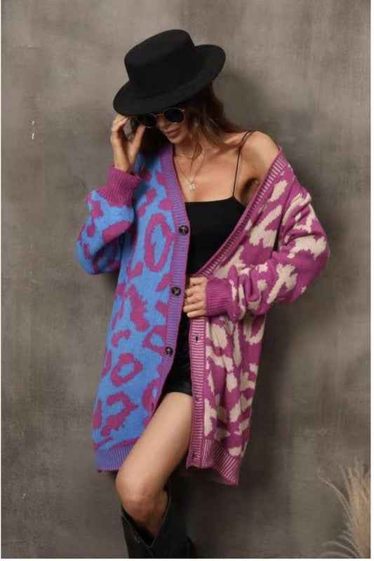 Pink Blue Cardigan, Knit, Women's, by Bellem Trading, Pink Blue product image