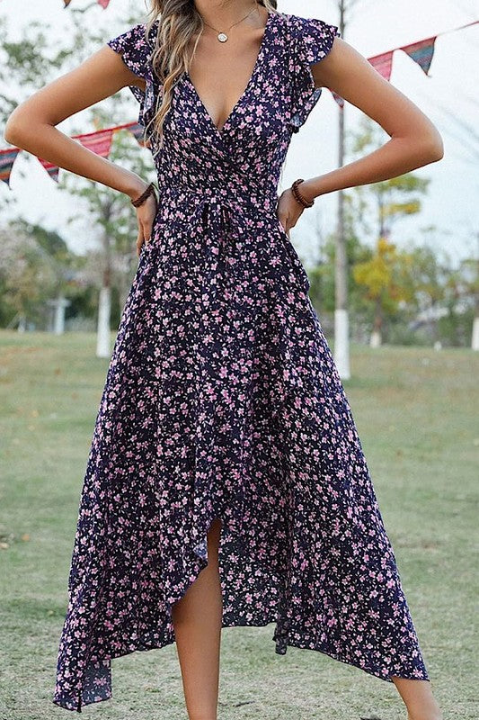 Floral Wrap Maxi Dress for Women | Bellem Trading - Bellem Trading