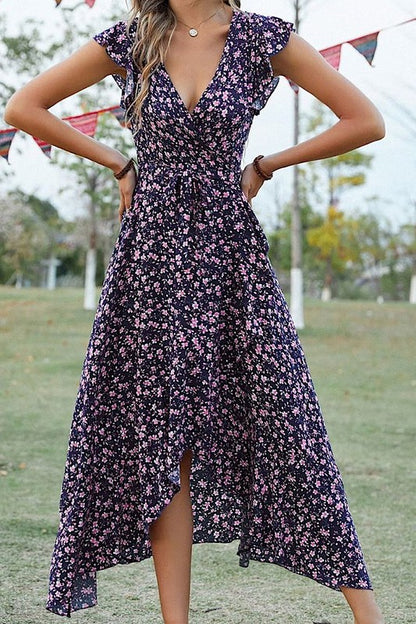 Floral Wrap Maxi Dress for Women | Bellem Trading - Bellem Trading