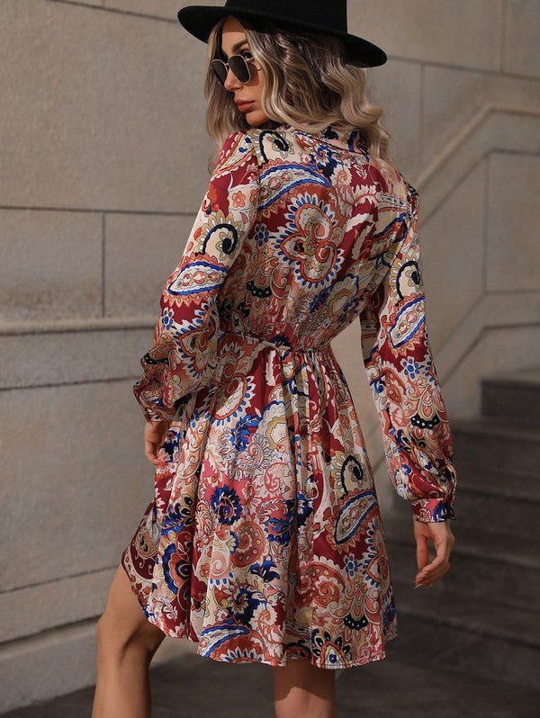 Printed Long Sleeve Mini Dress for Women | Bellem Trading - Bellem Trading