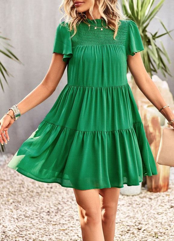 Smocked Tiered Mini Dress for Women | Bellem Trading - Bellem Trading
