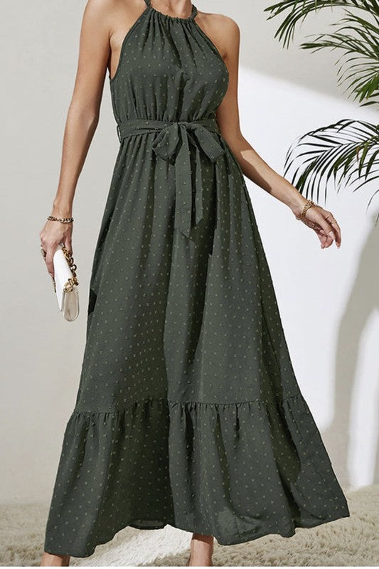 Dotted Halter Maxi Dress for Women | Bellem Trading - Bellem Trading