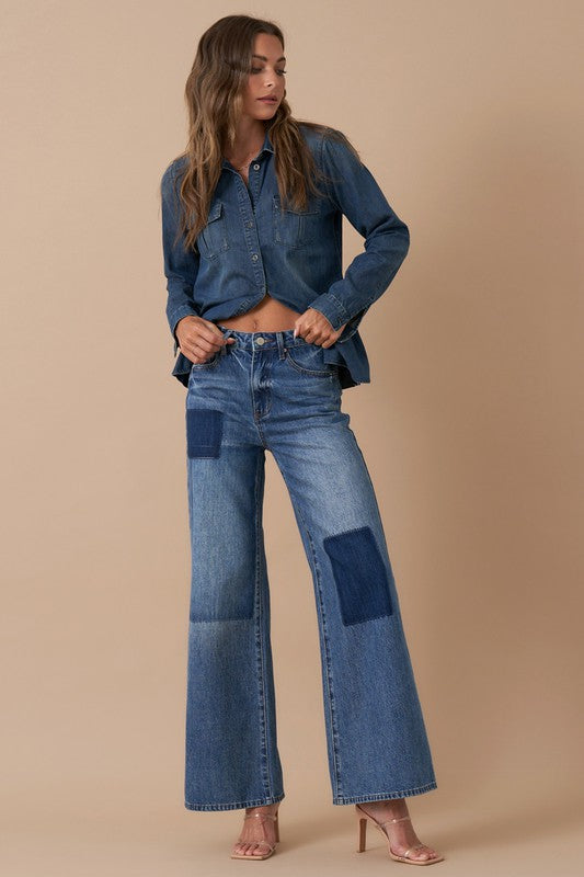 Relaxed Wide Leg Patchwork Jeans for Women | Bellem Trading - Bellem Trading