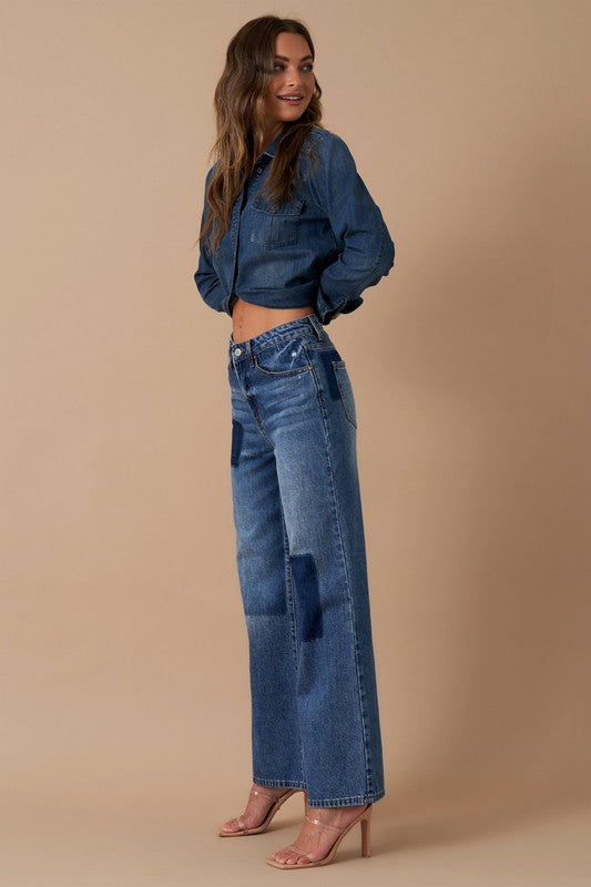 Relaxed Wide Leg Patchwork Jeans for Women | Bellem Trading - Bellem Trading